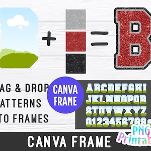 Three Color Sport Canva Frame Alphabet Template - Drag and Drop - Sublimation - Editable Canva Frame - PNG - Digital File