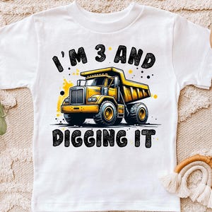 Third Birthday png - 3rd Birthday Construction Truck png - Print File - Sublimation Design - Boys Birthday Shirt png - Digital Download