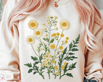 Faux Embroidery Wildflower png - Floral Shirt png - Print File - Sublimation Design - Flowers png - Digital Download