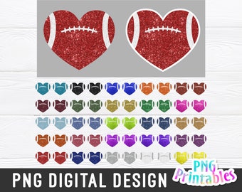 Glitter voetbal hart png bundel - voetbal png - afdrukbestand - glittersublimatieontwerp - sport png - digitale download