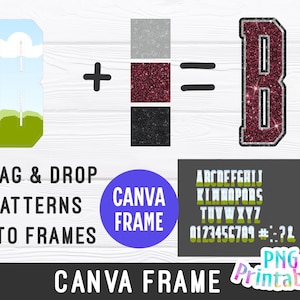 Three Color Tall Sport Canva Frame Alphabet Template - Drag and Drop - Sublimation - Editable Canva Frame - PNG - Digital File