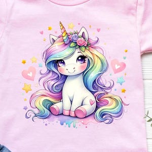 Rainbow Unicorn png - Cute Unicorn png - Print File - Sublimation Design - Girls Shirt png - Digital Download