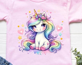 Rainbow Unicorn png - Cute Unicorn png - Print File - Sublimation Design - Girls Shirt png - Digital Download