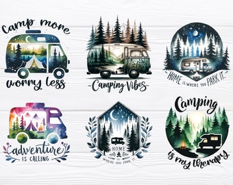 Camping Watercolor Scene png Bundle - Camping png - Print File - Sublimation Design - Digital Download