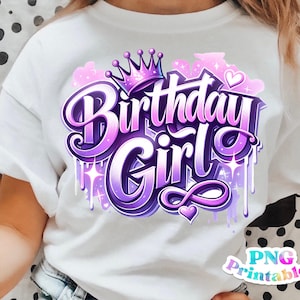 Menina de aniversário png - Aniversário png - Arquivo de impressão - Design de sublimação - Camisa de aniversário de meninas png - Download digital