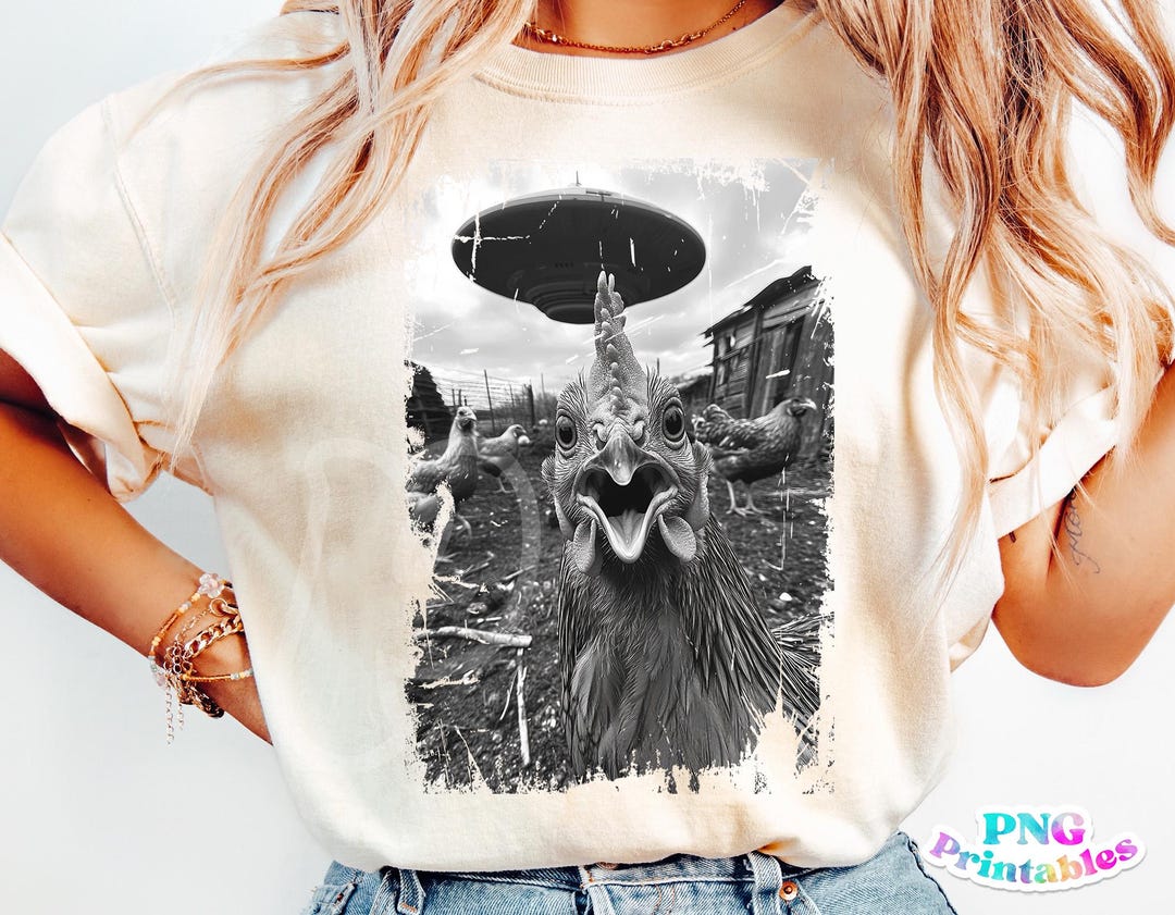 Chicken Png - Chicken Alien Abduction Selfie Png - Print File - Chicken ...
