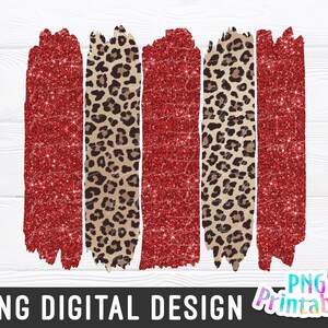 Brush Strokes Background png - Paint Strokes png - Print File - Glitter Sublimation - Red and Leopard - Cheetah - Sports png