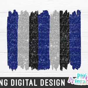 Brush Strokes Background png - Paint Strokes png - Print File - Glitter Sublimation - Blue, Silver and Black - Sports png - Digital Download