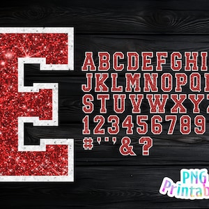 Glitter Sport Alphabet png - Alfabeto rojo y blanco - png Imprimir archivo para sublimación o impresión - Angustiado - Descargar