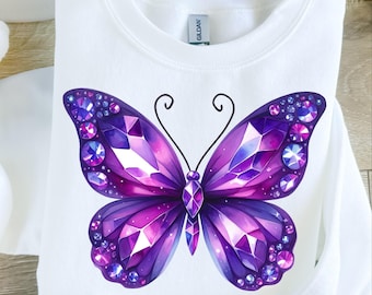 Butterfly png - Crystal Purple Butterfly Shirt png - Print File - Butterfly Sublimation Design - Digital Download