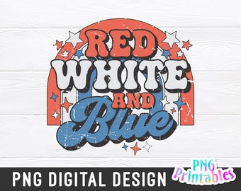 Red White and Blue png - Fourth of July png - Print File - July 4th Sublimation Design - Patriotic png - Digital Download