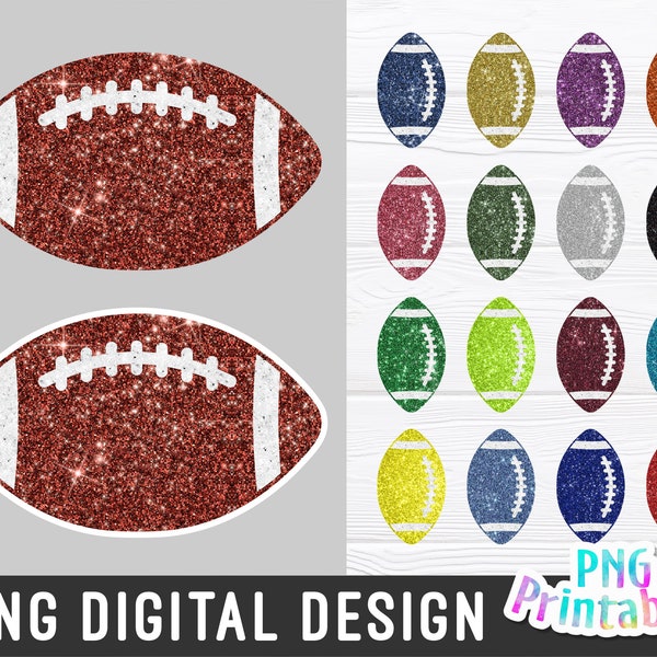 Glitter Football png Bundle - Football png - Print File - Glitter Sublimation Design - Sports png - Digital Download