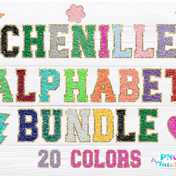 Chenille Alphabet Bundle png - Chenille Alphabet - png Bundle - png Print File For Sublimation Or Print - Glitter png - Download