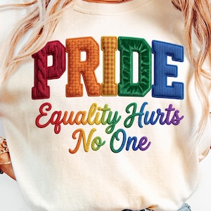 Pride PNG Design, Pride Equality Hurts No One Shirt Graphic, Rainbow Pride Shirt PNG, LGBTQ Shirt Design, Inclusive Graphic Tee Download