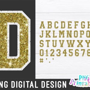 Glitter Sport Alphabet png - Alfabeto Dourado e Branco - png Imprimir arquivo para sublimação ou impressão - Baixar