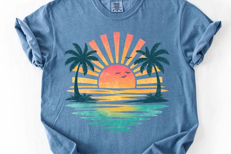 Problem Tree Visual Layout Tropical Sunset PNG, Beach Shirt Design, Summer Vacation Graphic, Palm ...