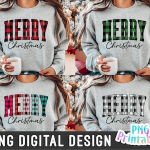 Merry Christmas png - Christmas Sublimation - Merry Christmas plaid png Print File For Sublimation Or Print - Digital Download