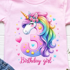 Third Birthday png - Birthday Girl Unicorn Birthday png - Print File - Sublimation Design - Girls Birthday Shirt png - Digital Download