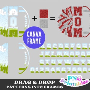 Cheer and Football Canva Frame Template - Drag and Drop - Sublimation - Editable Canva Frame - PNG - Digital File