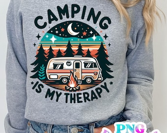 Camping Is My Therapy png - Funny png - Print File - Camping Sublimation Design - Camping png - Digital Download