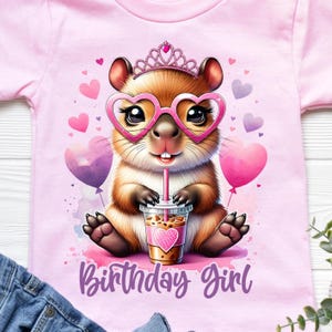 Birthday png - Capybara Birthday png - Print File - Birthday Girl Sublimation Design - Girls Birthday Shirt png - Digital Download