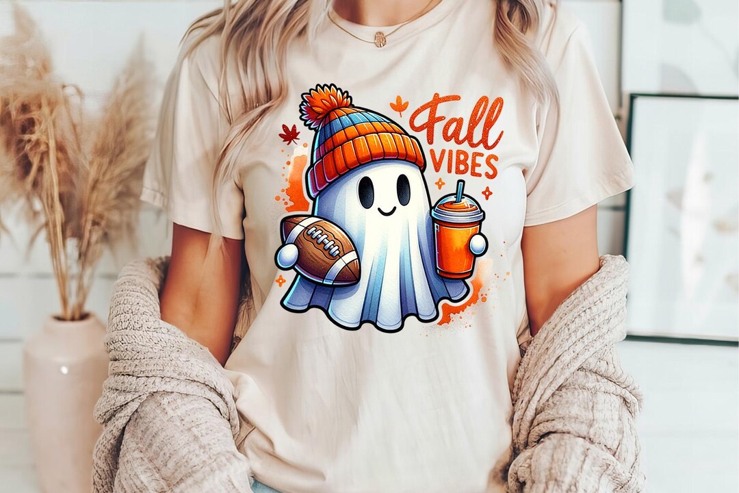 Fall Vibes Png - Funny Png - Print File - Cute Ghost Sublimation Design ...