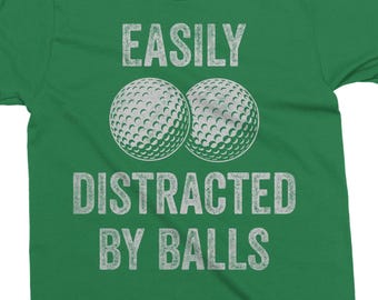 Easily Distracted By Balls png - Funny Golf Shirt png - Print File - Sublimation Design - Men's Golf png - Digital Download