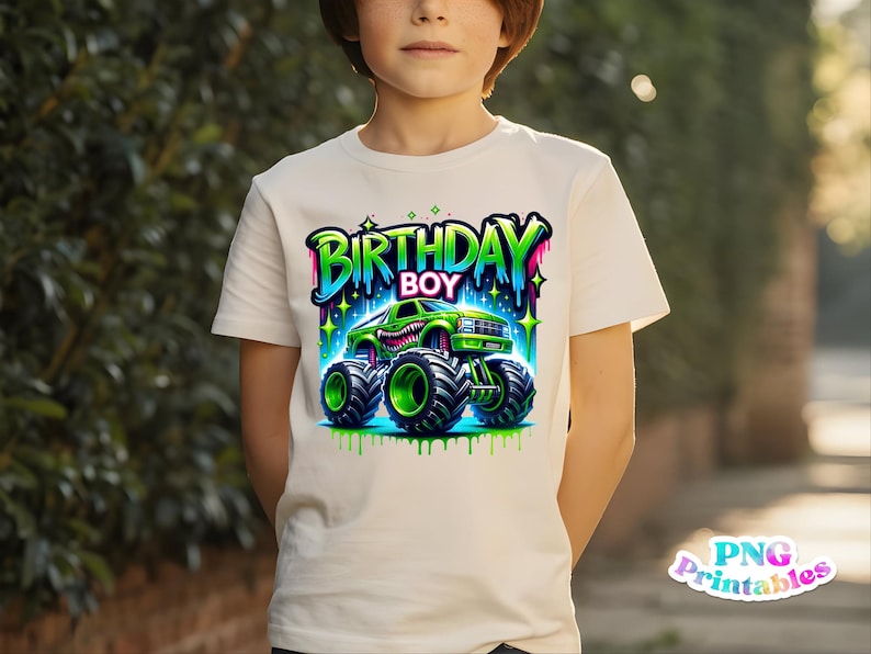 Cumpleaños de niño png - Cumpleaños de camión png - Archivo de impresión - Diseño de sublimación - Camiseta de cumpleaños de niño png - Descarga digital imagen 5