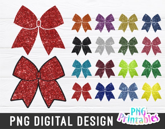 Glitter Cheer Bow png Bundle - Cheer png - Print File - Glitter Sublimation Design - Sports png - Digital Download
