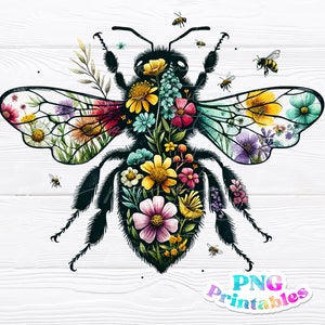 Bee png - Floral Bee png - Print File - Sublimation Design - Animal png - Digital Download