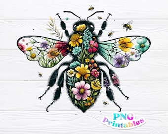 Ape png - Ape floreale png - File di stampa - Design a sublimazione - Animale png - Download digitale