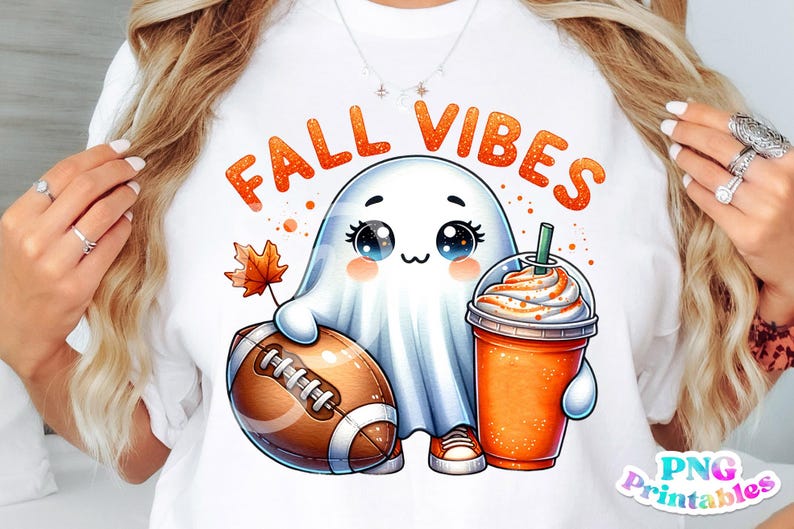 Fall Vibes Png - Funny Png - Print File - Cute Ghost Sublimation Design ...
