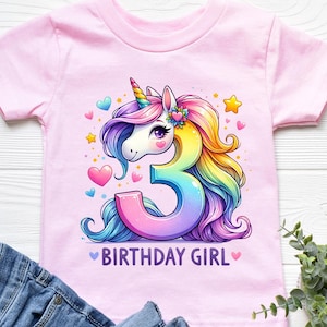 Third Birthday png - Birthday Girl Unicorn Birthday png - Print File - Sublimation Design - Girls Birthday Shirt png - Digital Download