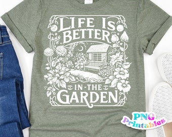 Das Leben ist besser im Garten png - Lustige PNG - Print-Datei - Lustiges Sublimationsdesign - Zimmerpflanzen png - Digital Download