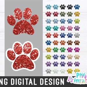 Sequin Paw Prints png Bundle - Paw Print png - Print File - Glitter Sublimation Design - Sports png - Digital Download