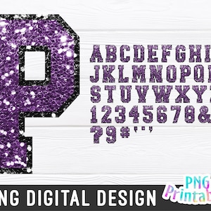 Sequin Sport Alphabet png - Purple and Black Alphabet - png Print File For Sublimation Or Print - Glitter png - Download
