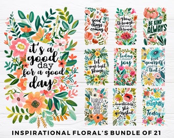 Floral Inspirational png Bundle - Inspirational png - Print File - Floral png - Sublimation Design - Digital Download