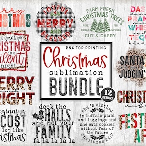 Christmas Sublimation Bundle png - Christmas Sublimation - png Print File For Sublimation Or Print - Distressed - Download