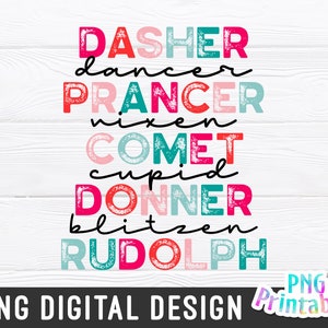 Rentier Namen Weihnachten png Weihnachten Sublimation Png Druckdatei für Sublimation oder Druck beunruhigt Download Bild 1