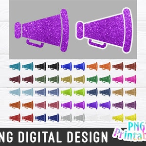 Glitter Cheer Megaphone png Bundle - Cheer png - Print File - Glitter Sublimation Design - Sports png - Digital Download