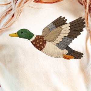 Mallard Duck Png | Flying Patchwork Duck Design | Sublimation Print