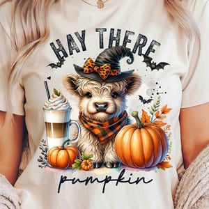 Heu dort Kürbis png - Herbst png - Print-Datei - Herbst Sublimationsdesign - Highland Cow png - Shirt png - Digital Download