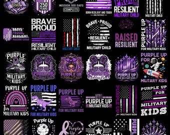 Military Child Designs Bundle, Purple Up Military Child, Month of the Military Child Png, Military Kids Png, Sublimation Design