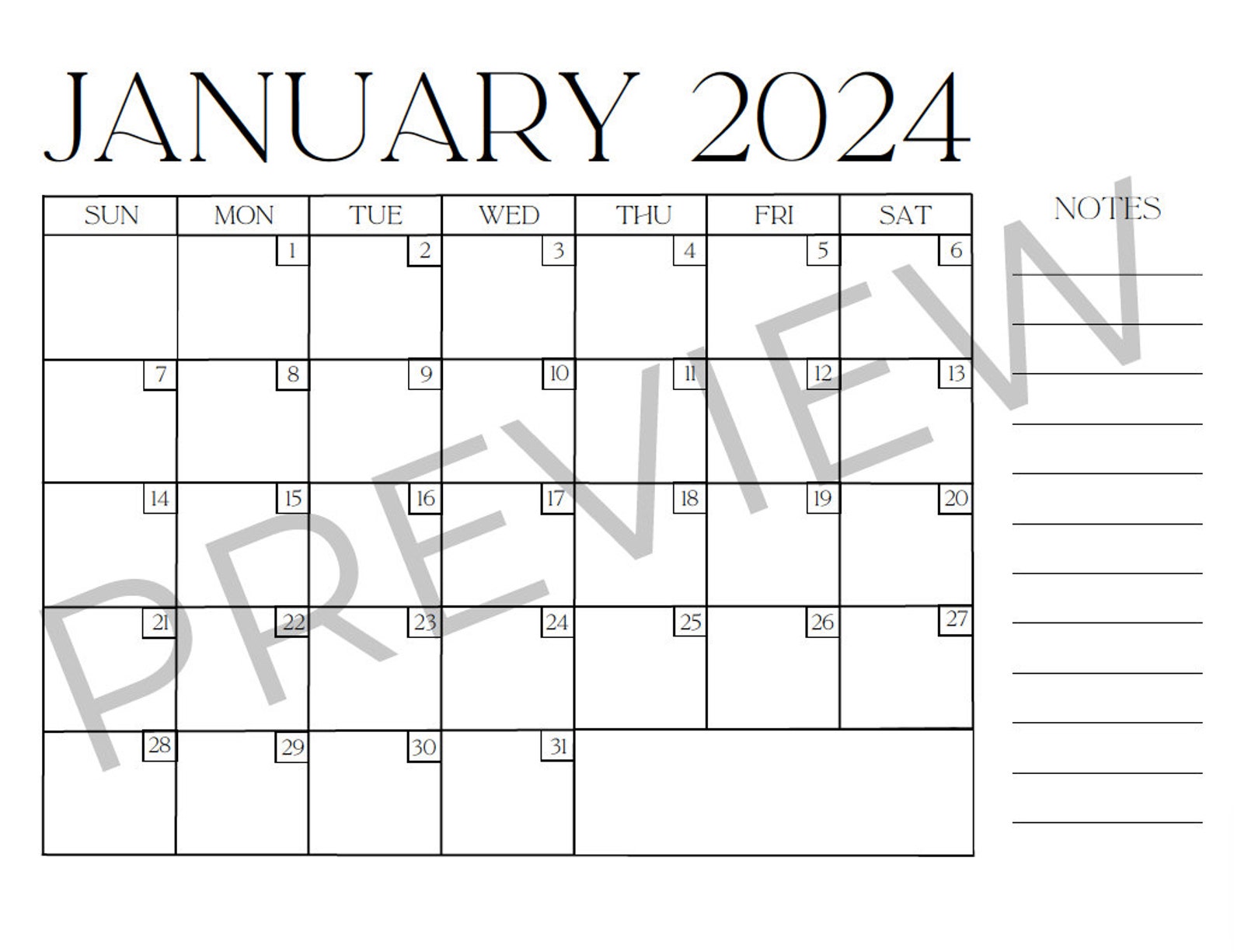 2024 Printable Calendars/monthly Planners Etsy