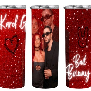 Karol G & Bad Bunny 20oz bicchiere sottile Wrap PNG