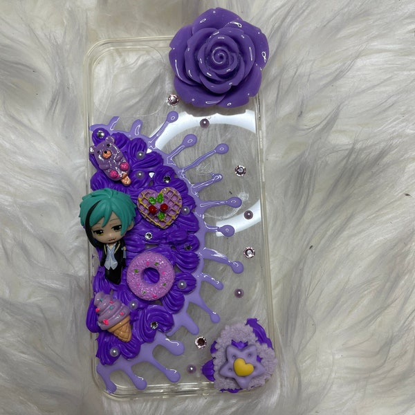 Étui de téléphone Decoden fait à la main / Floyd Leech / Disney Twisted Wonderland Phone Case / Kawaii Whipped Cream Phone Case / IPhone 13