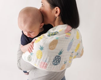 2 Pack Large Baby Burp Cloths | 100% Organic Cotton | Nursing Cover | Baby Gift