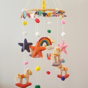 Crochet Amigurumi Colorful Carousel  Baby Mobile | Horse-Equestrian Mobile
