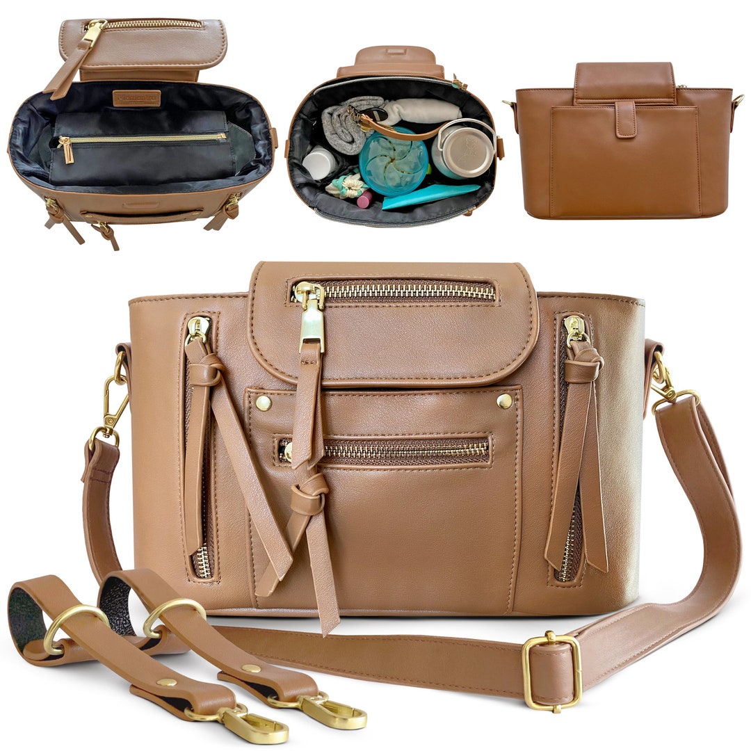 Vegan Leather Crossbody Diaper Bag Designer Diaper Bag Purse Insulated