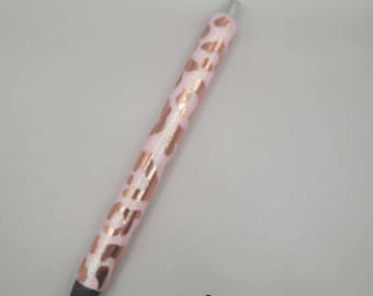 Leopard Print Glitter Pen / Rose Gold Leopard Print / Pink Glitter Pen